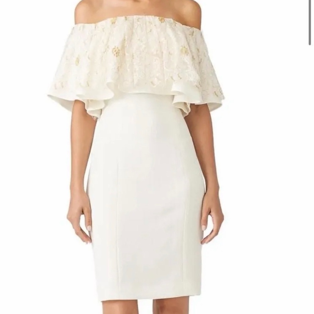 Slate & Willow Ivory and Gold Lace Dress